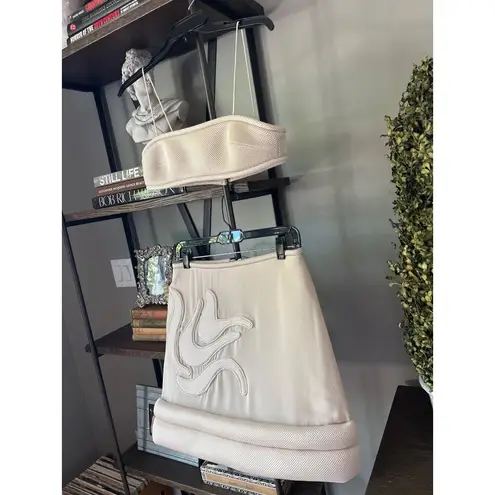 Adriana Degreas Vintage Lily Solid Applique Skirt Top SET Beige Womens Size Medi Tan Size M