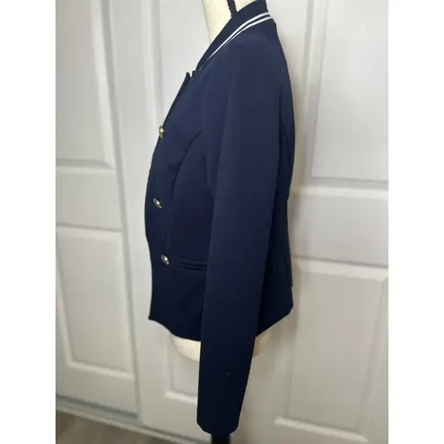 Frank Lyman Navy Blazer Womens 8 Double Breasted Gold Button Military Jacket Blue