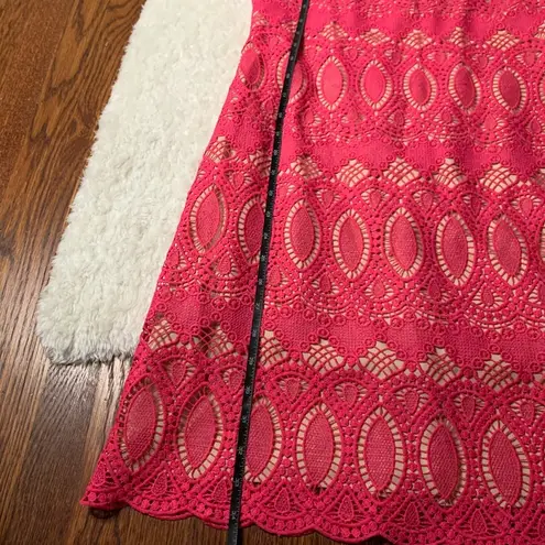 Eliza J Pink Scalloped Lace Crewneck Sheath Dress