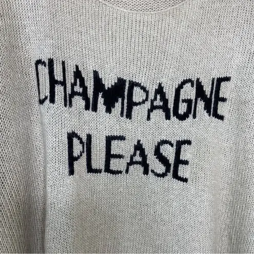 Wooden Ships Wooden Ship Champagne Please Crew Knit Sweater Sz M/L Wool Mohair Beige Black