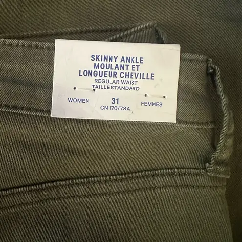 H&M NWT  Skinny Ankle Regular Waist Olive Green Women's Jeans Sz 31
