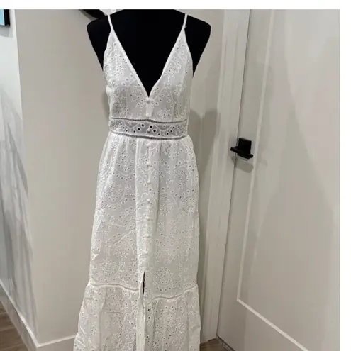 Simplee Apparel Simplee White Eyelet Embroidered Midi Dress Sleeveless Summer Sundress Casual