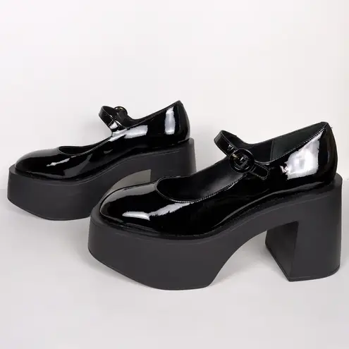LARROUDE Black Patent Leather Olivia Platform Mary Jane Pump Chunky Women's 9.5