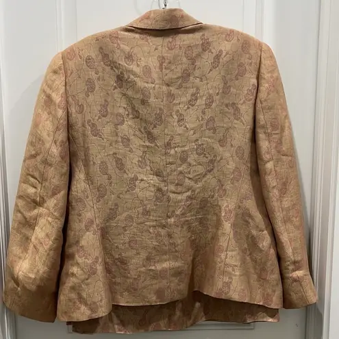 Giorgio Armani Le Collezioni Tan, Pink, Purple Linen Silk Suit Skirt Set Sz 12