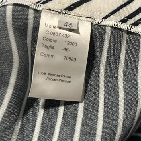 Maria Grazia Severi White Women's 46 Trouser Black White Striped Viscose Slit Size 10