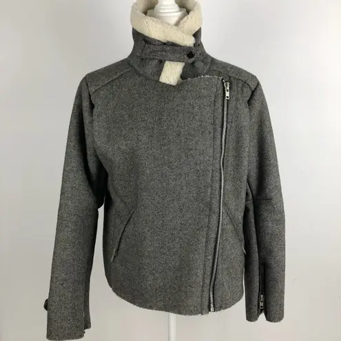 J.O.A. Shearling Lined Raw Edge Moto Biker Jacket thumbnail 8