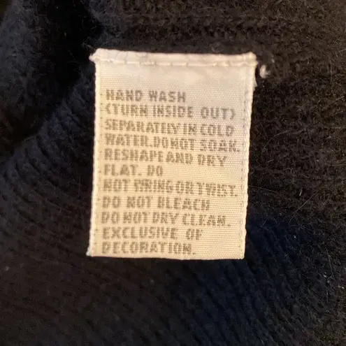 Marisa Christina Lambswool Rabbit Hair Crew Neck Gold Beaded Cardigan SMALL Black