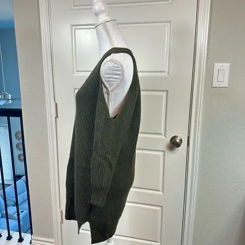 Michelle Mason Cold-Shoulder Ribbed Wool And Cashmere-Blend Sweater Green Small