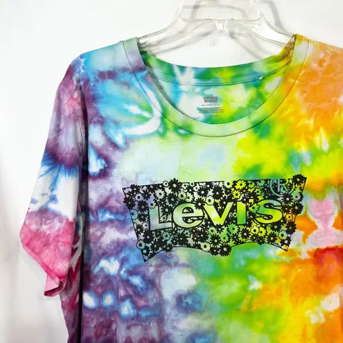 Levi's  Plus Size 2X Top Handmade Tie Dye T-Shirt Flower Logo Rainbow 1497