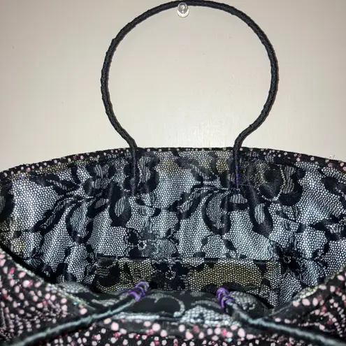 Y2K swirl sequin rhinestone studded drop handle purse bohemian hippie 2000s 90s Black