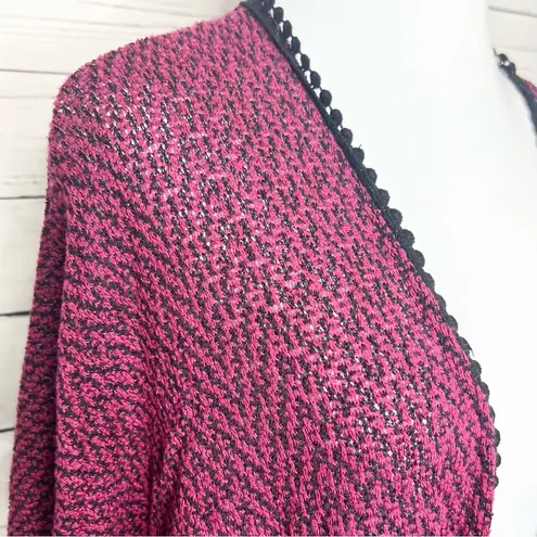 julie's closet Julie’s Closet Burgundy & Black Open Front Dolman Sleeve Cardigan Size Large