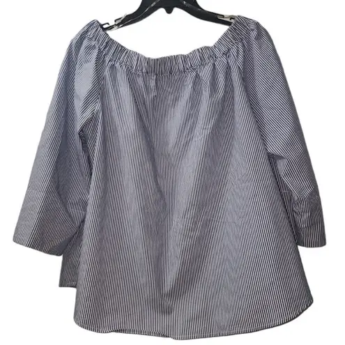 Valerie Stevens Striped Off Shoulder Blouse 3/4 Sleeve Top XL