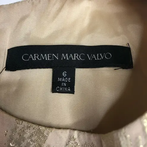 Carmen Marc Valvo  Brocade Dress Cream Gold