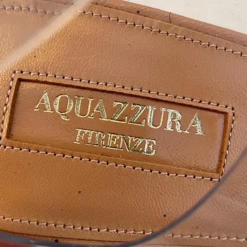 Aquazzura Milos 50mm PVC leather illusion lace-up block-heel sandal size 39 US 9