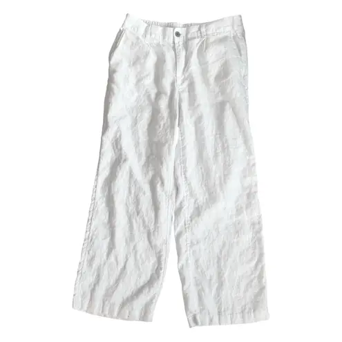 Lands' End Lands’ End Women's High Rise Wide Leg Linen Pleated Pants Size 12