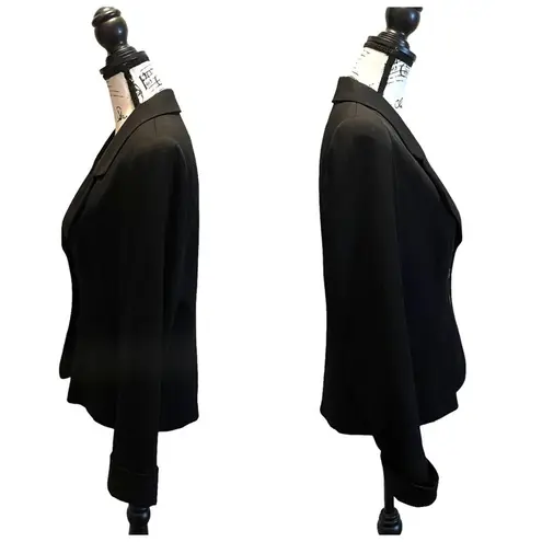 Henri Bendel Blazer Jacket Black Size 6 Tailored Vintage Roll Cuff sleeves