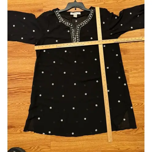 Cruise Club Women One Size Cover Up Black Beaded Embroidered Beachwear XXL