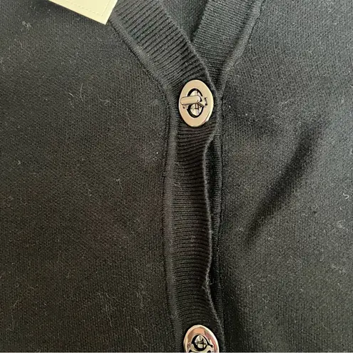 Sioni Black Sweater Vest with Metal Button Front, Collared V