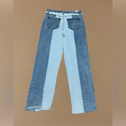 Almost Famous  Jeans Womens Size 9 Two Tone Stripe High Rise‎ 70s Fray Hem Denim thumbnail 3