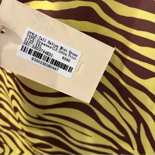 Meshki Tali Zebra Print Halter Mini Dress XXL