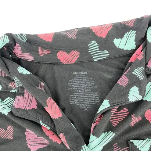 MeUndies UltraModal Short Sleeve PJ Set in Drawn to Me Hearts Size XL Valentines Pink