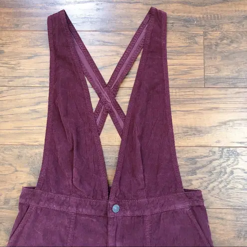 American Eagle  • burgundy corduroy overall shorts romper shortalls maroon romper