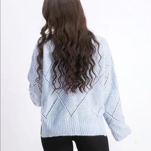 FATE. Betti Diamond Sweater Baby Blue Heavy Warm Winter Cozy NWT Size Medium
