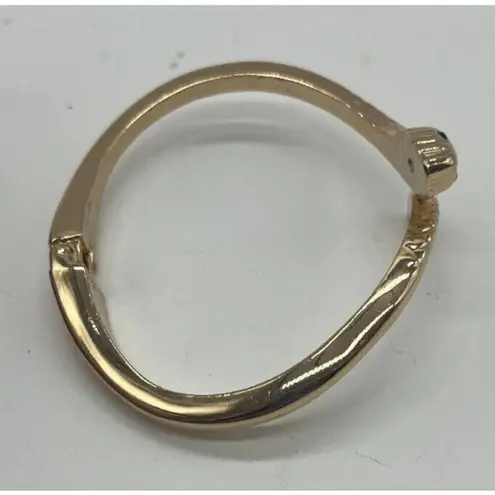 Women's Statement Goth Punk Green Eyed Rhineston Gold Tone Snake Hinged Bracelet