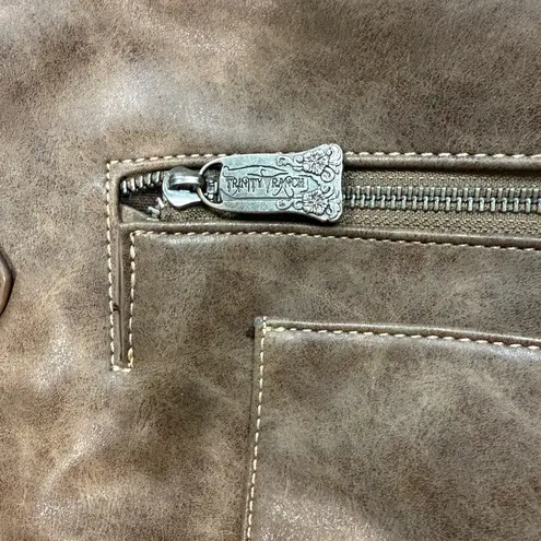 Trinity Ranch Elegant Brown Tote with Blue Accents