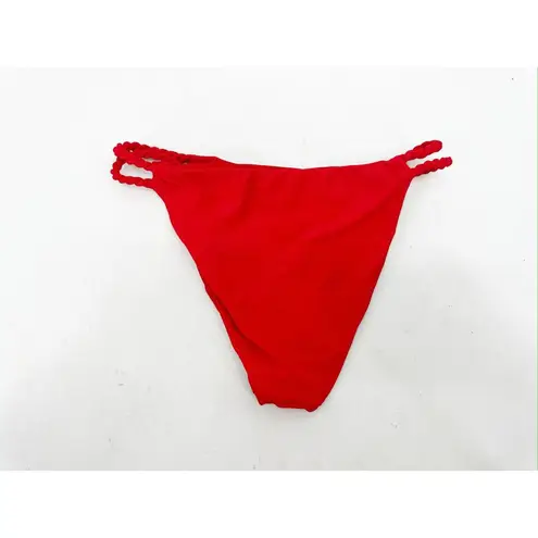 Ramy Brook Lisa Red Braided Side Bikini Swimsuit Bottoms Size Small