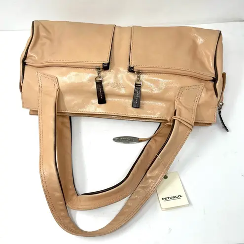 PETUSCO made in Spain peach leather baguette bag, NWT