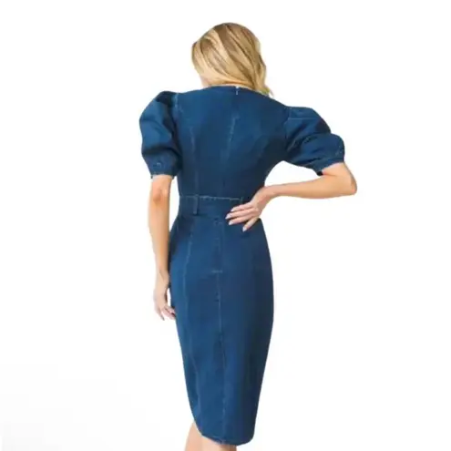Jealous Tomato NEW- NWT Denim Puff Sleeve Button Dress Blue Medium