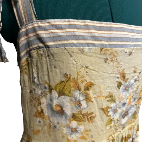 By the River Dress Womens L Floral Tiered Prairie Blue Tan Neutral Spring Boho Size L