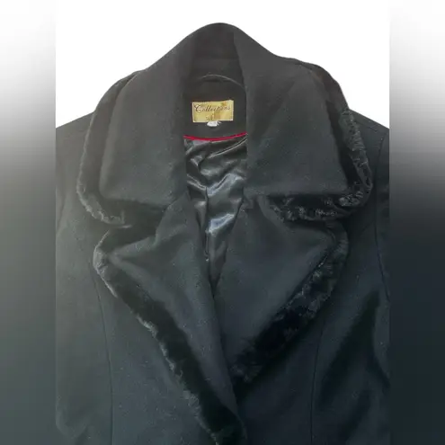 Vtg Y2K Collections By Tall Girls Maxi Black Wool Blend Coat Size M Tall Classic Size M