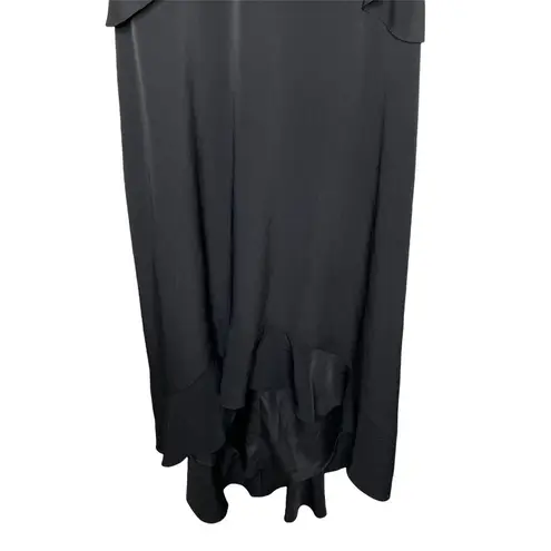 H by Halston Black Midi Dress Size XS Tiered Ruffle Hi-low Hem Spaghetti Straps