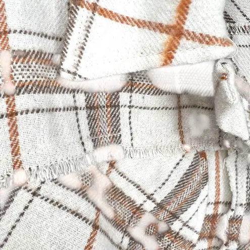 Democracy Plaid Light Shacket Jacket Ivory Beige Brown Size Large