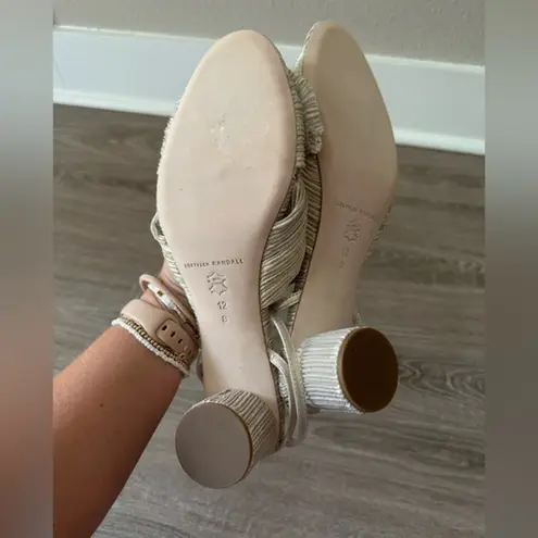 Loeffler Randall Dahlia Ankle Strap Knotted Sandal in Platinum, Size 12