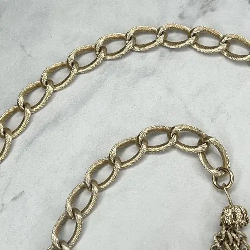 Gold Tone Chain Belt Textured Tassel Charm Boho Small (S) ✨