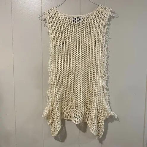 Étalon by Steve Canar Open Knit Mesh Tank Top Women’s Large – Cream Boho Beach C