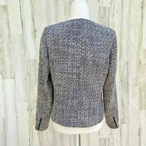 Soft Surroundings Blazer Jacket Womens Medium Gray Tweed Open Front Hook & Eye