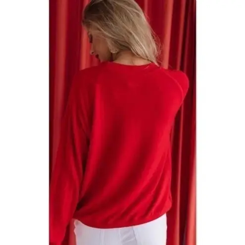 Boss Babe Red Sweatshirt Cozy Valentine’s Day Pullover Pink Lettering NWT