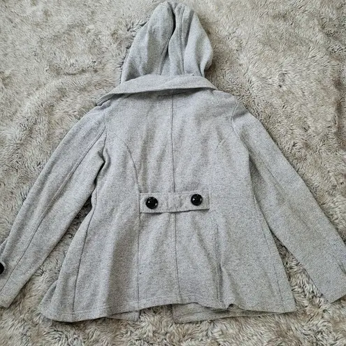 Sebby MM Essentials by  Cotton Blend Hooded Peacoat Gray Size Small