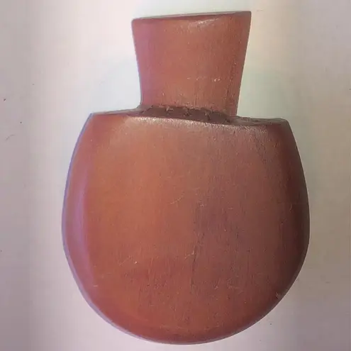 Vintage Wooden Mushroom Shaped Boho Brooch Brown