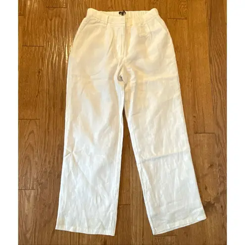 Quince NWT white 100% linen trouser pleat pant lined 6