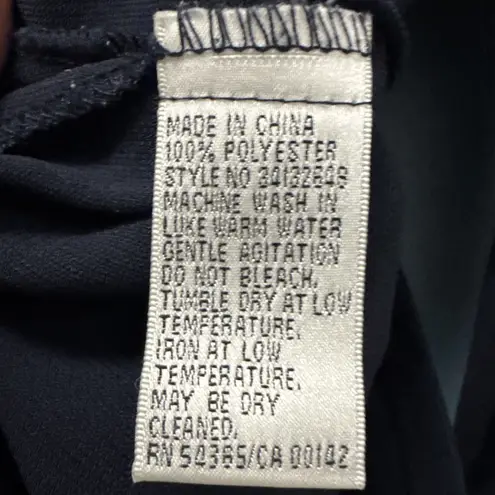 Peter Nygard NYGARD Collection Navy Blue Blouse Collard Button Up Tunic Vintage Career Sz 8