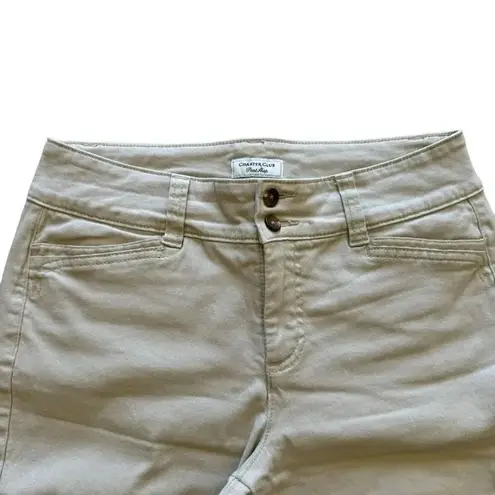 Charter Club Ivory Stretchy Zipper Fly Button Front Rolling Cuffs Bermuda Shorts