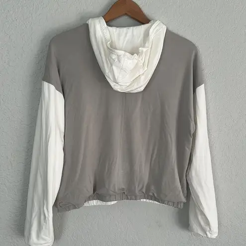 Zyia Active Cream Block Soft Full Zip Hoodie Retro Colorblock Size XS Athleisure