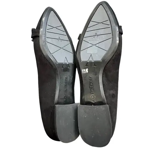 Aquatalia Palina Suede Chain-Link Ballet Flats Black size 9