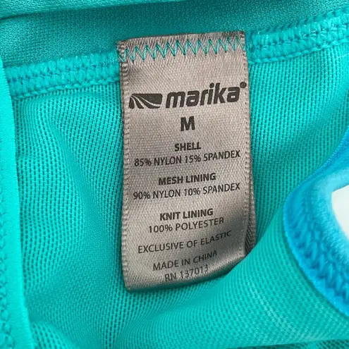 Marika Zip Front Sports Bra Padded Teal Green Blue Mesh High Impact Top Size M Size M