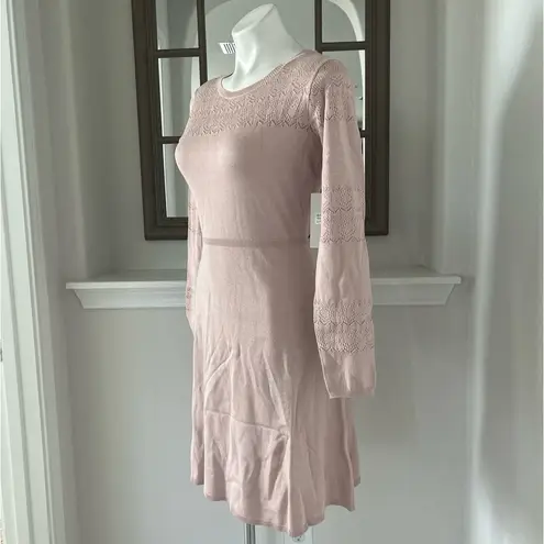 Julia Jordan Fit & Flare Knit Sweater Dress Long Sleeve Blush Size S New w/Tag